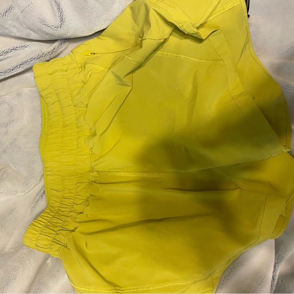 Yellow tracker Lululemon shorts